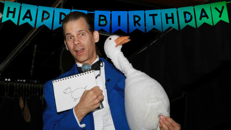 Chicago magician and mind-reading Goose entertain children during a birthday party magic show.