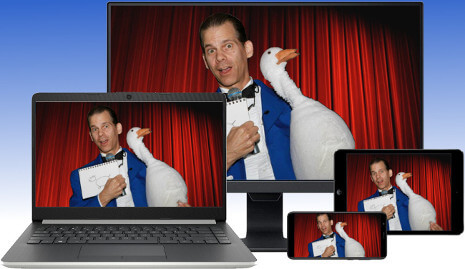 Virtual Magician, The Amazing Gary, streaming LIVE magic shows to your desktop, laptop, tablet or smartphone via Zoom videoconferencing!